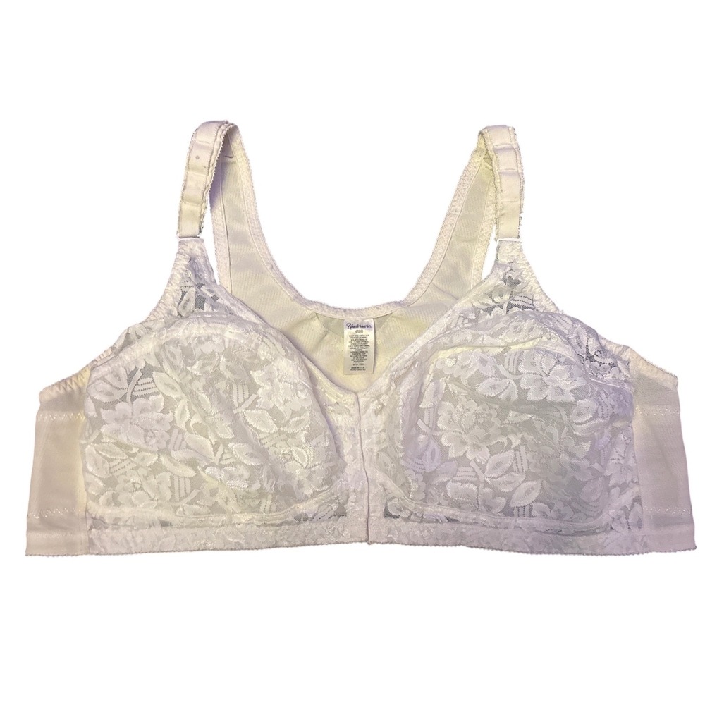 Underscore Womens White Full Figure Posture Corrector Front Close Bra, Size 48DD